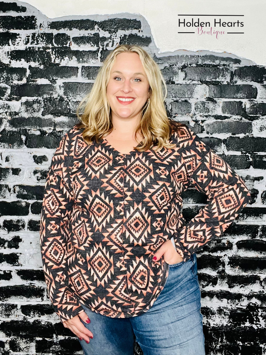 Charcoal Multi Chic Pattern Play Top