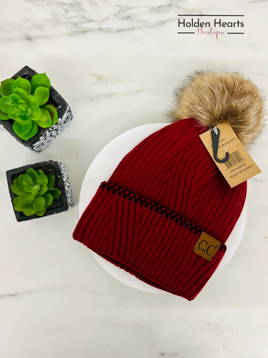 Ribbed Knit Beanie with Accented Cuff YJ920