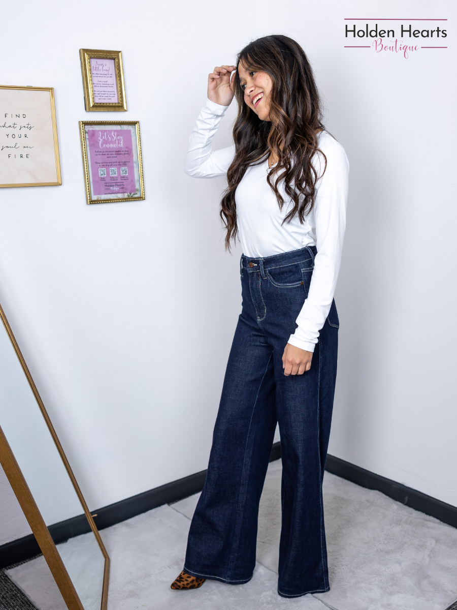 Return to Fun Tummy Control Wide Leg Denim