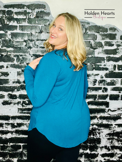 Teal Classic Beauty Long Sleeve Top