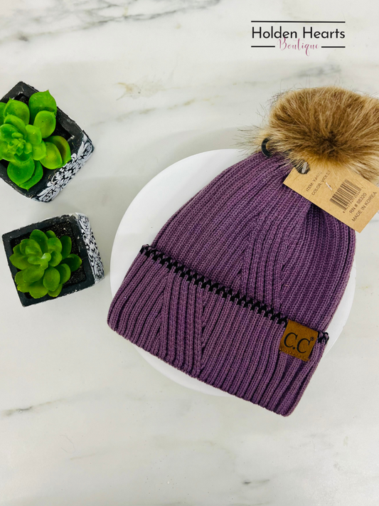 Ribbed Knit Beanie with Accented Cuff YJ920