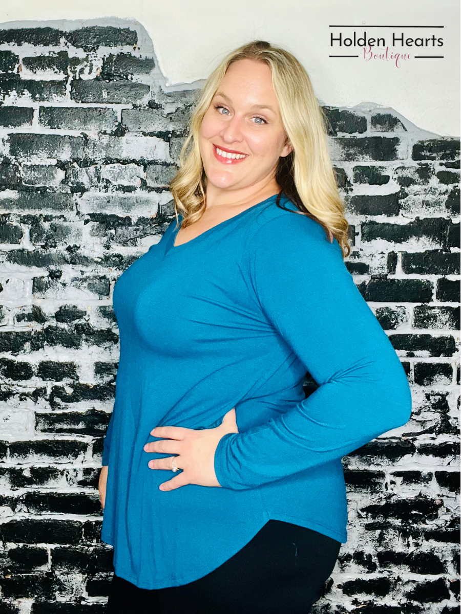 Teal Classic Beauty Long Sleeve Top