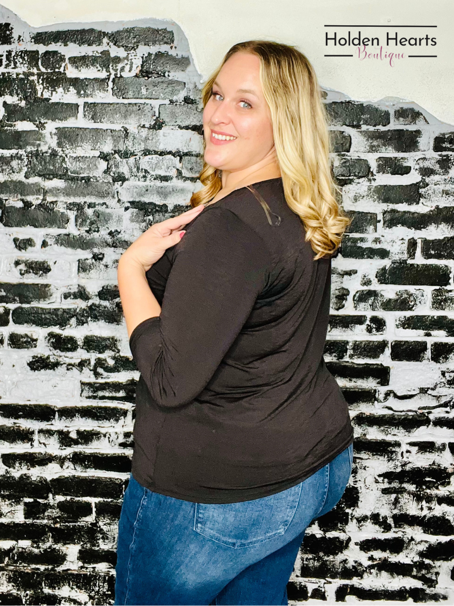 Black Classic V-neck Top