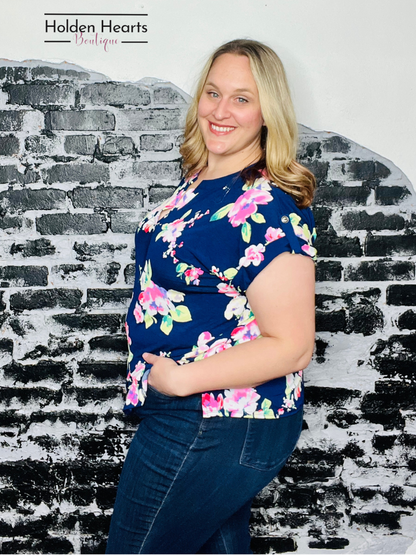 Navy Floral Lizzy Top