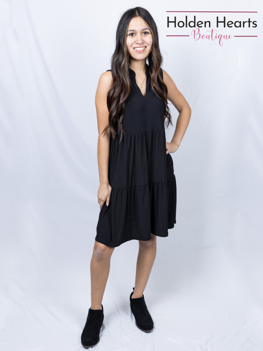 Black Lizzy Ruffle Dress