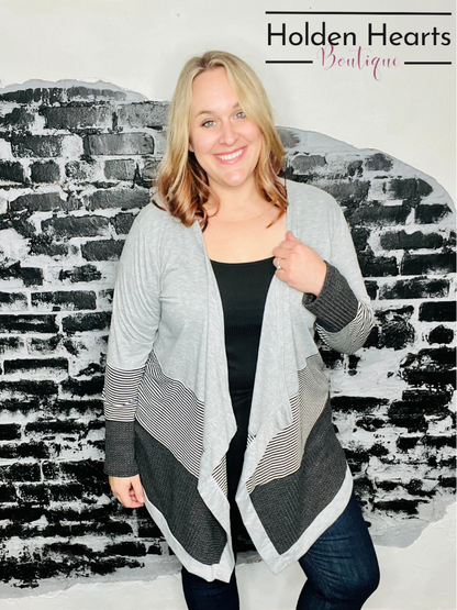 Cozy and Cute Waffle Cardigan in Grey