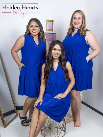 Royal Blue Lizzy Ruffle Dress