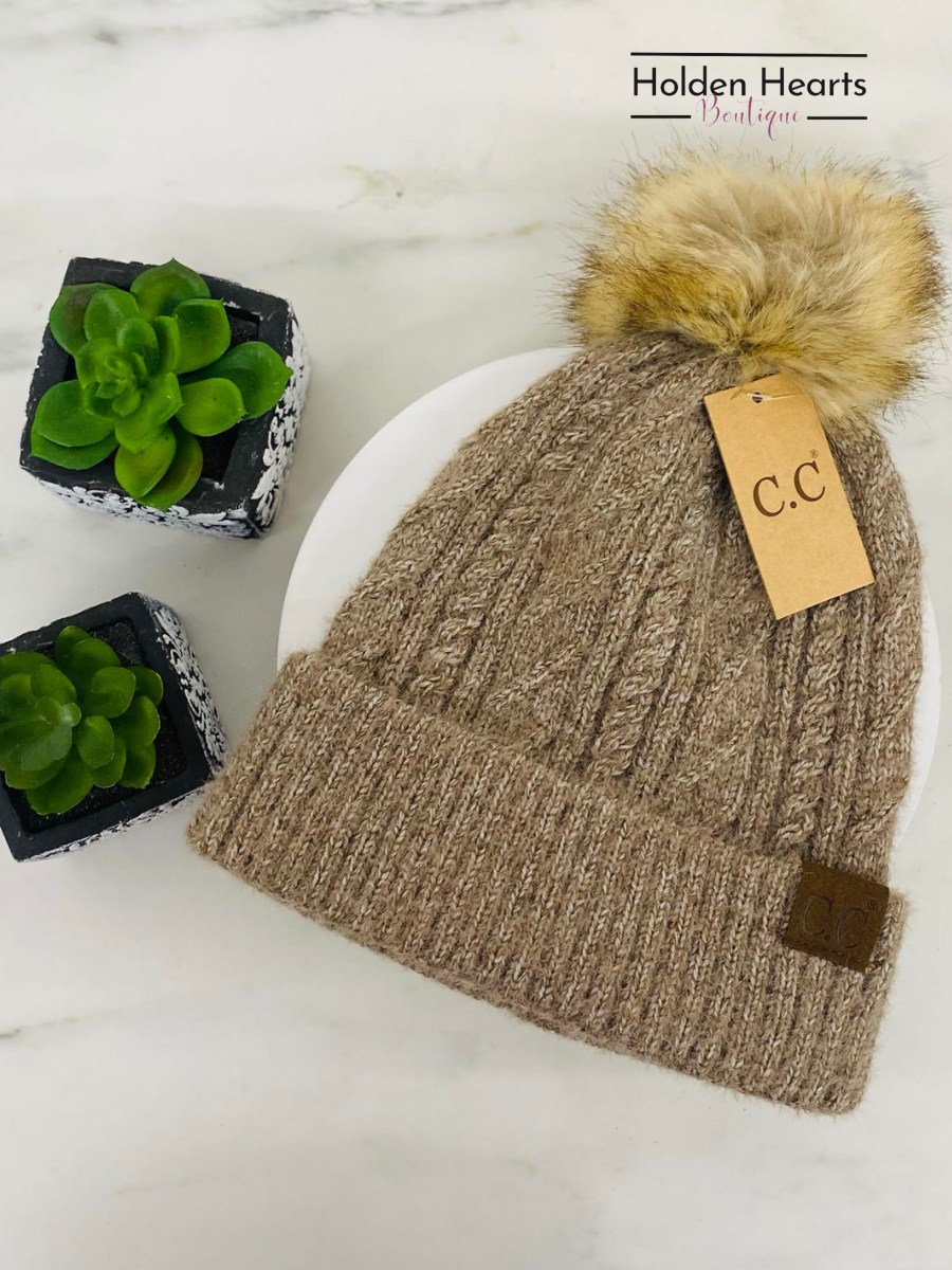 Natural Pom Beanie