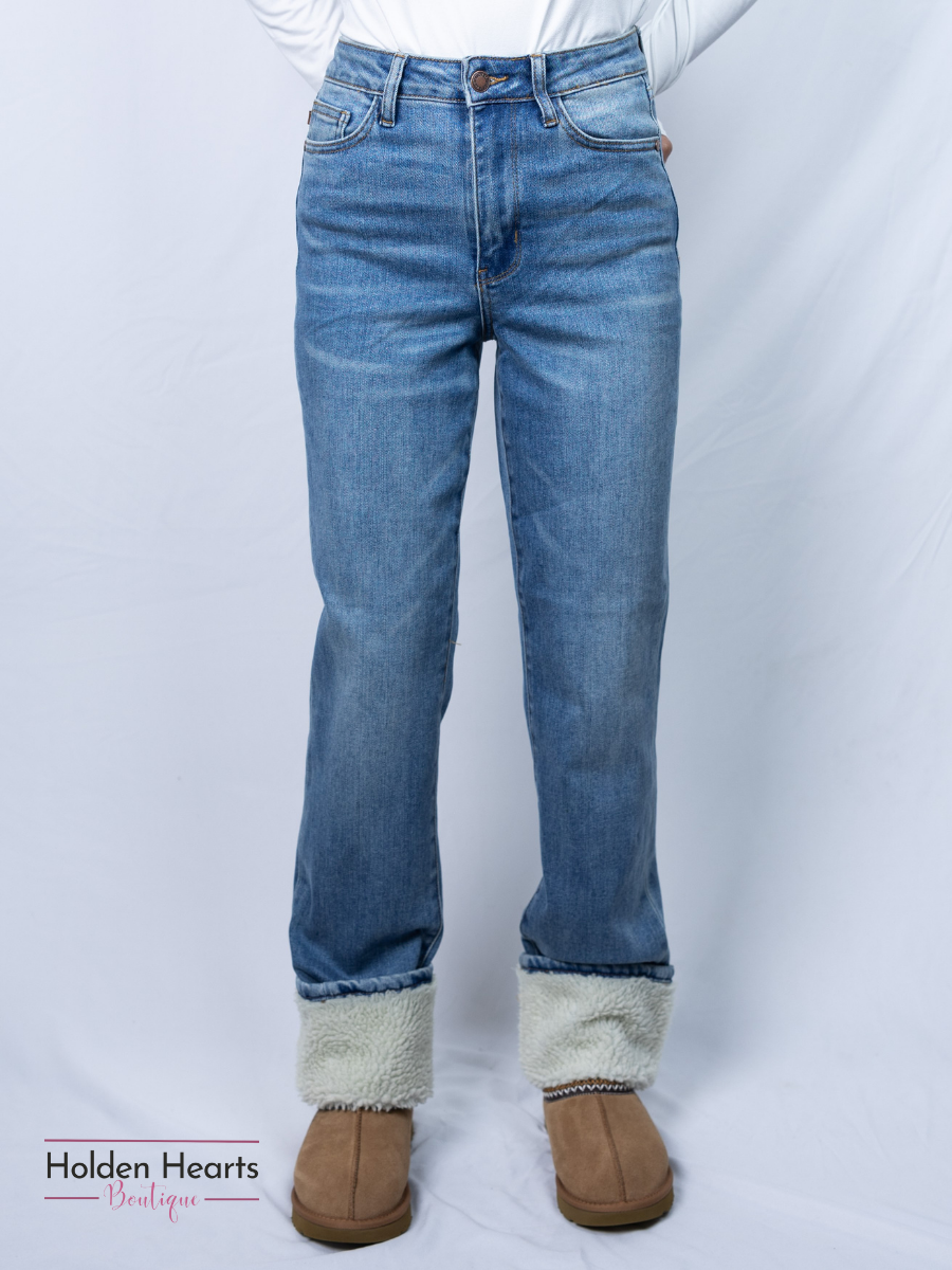 Snow Bunny Shearling Cuffed Jeans