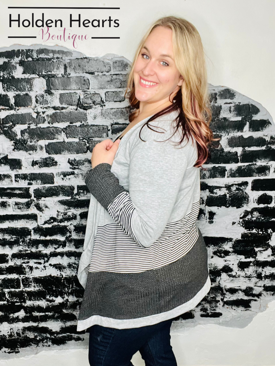 Cozy and Cute Waffle Cardigan in Grey