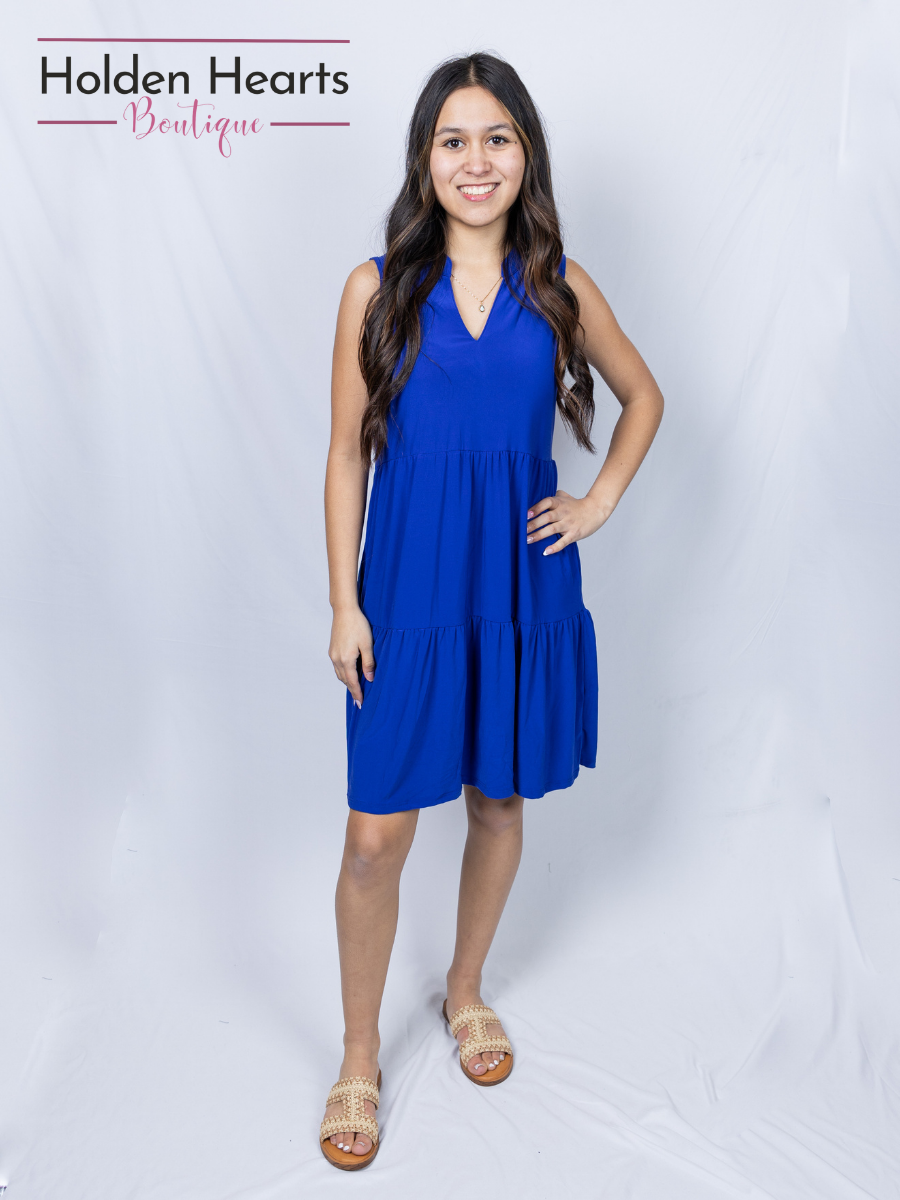 Royal Blue Lizzy Ruffle Dress