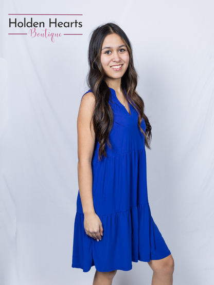 Royal Blue Lizzy Ruffle Dress