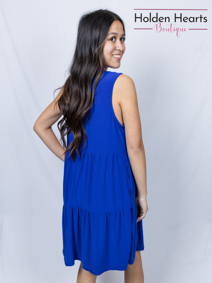 Royal Blue Lizzy Ruffle Dress