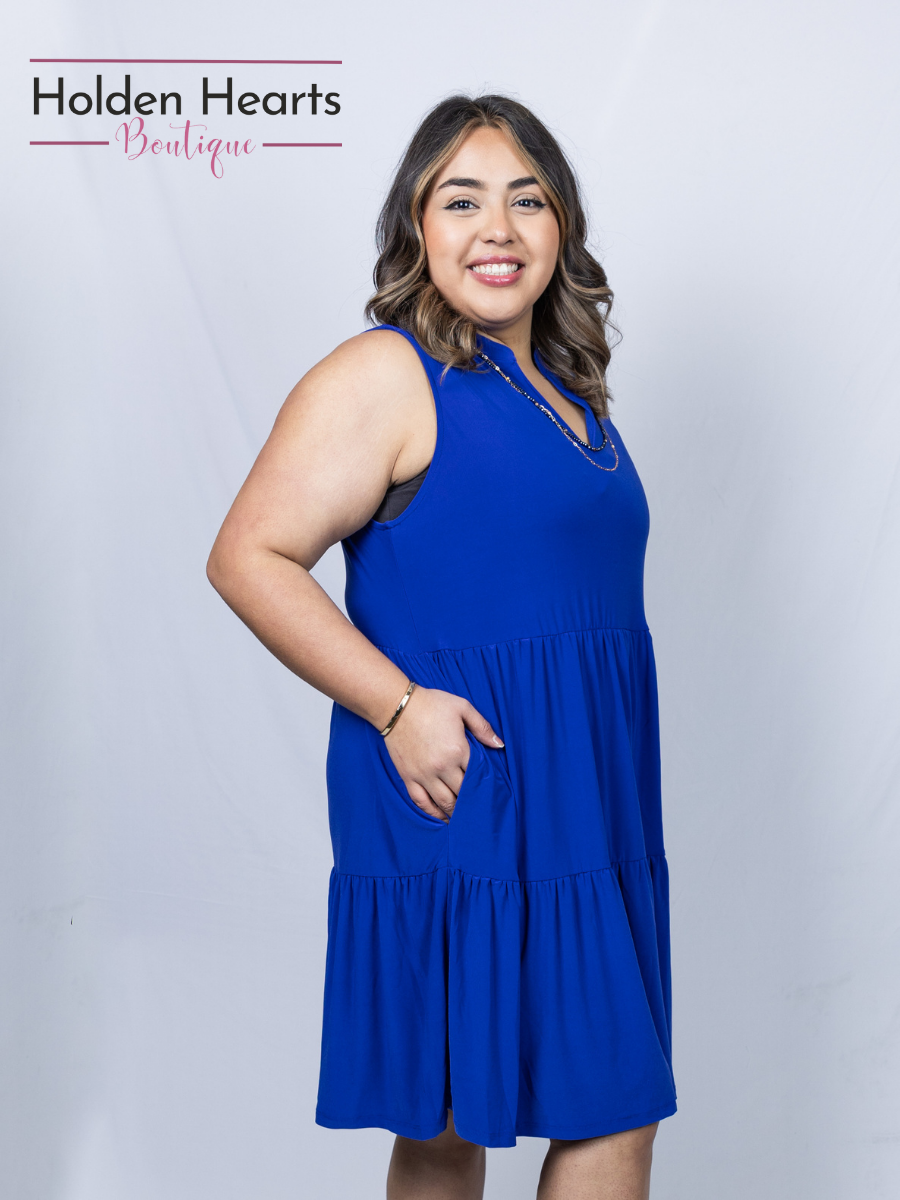 Royal Blue Lizzy Ruffle Dress