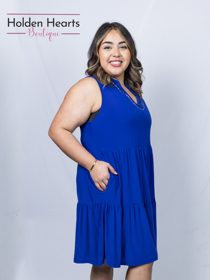 Royal Blue Lizzy Ruffle Dress