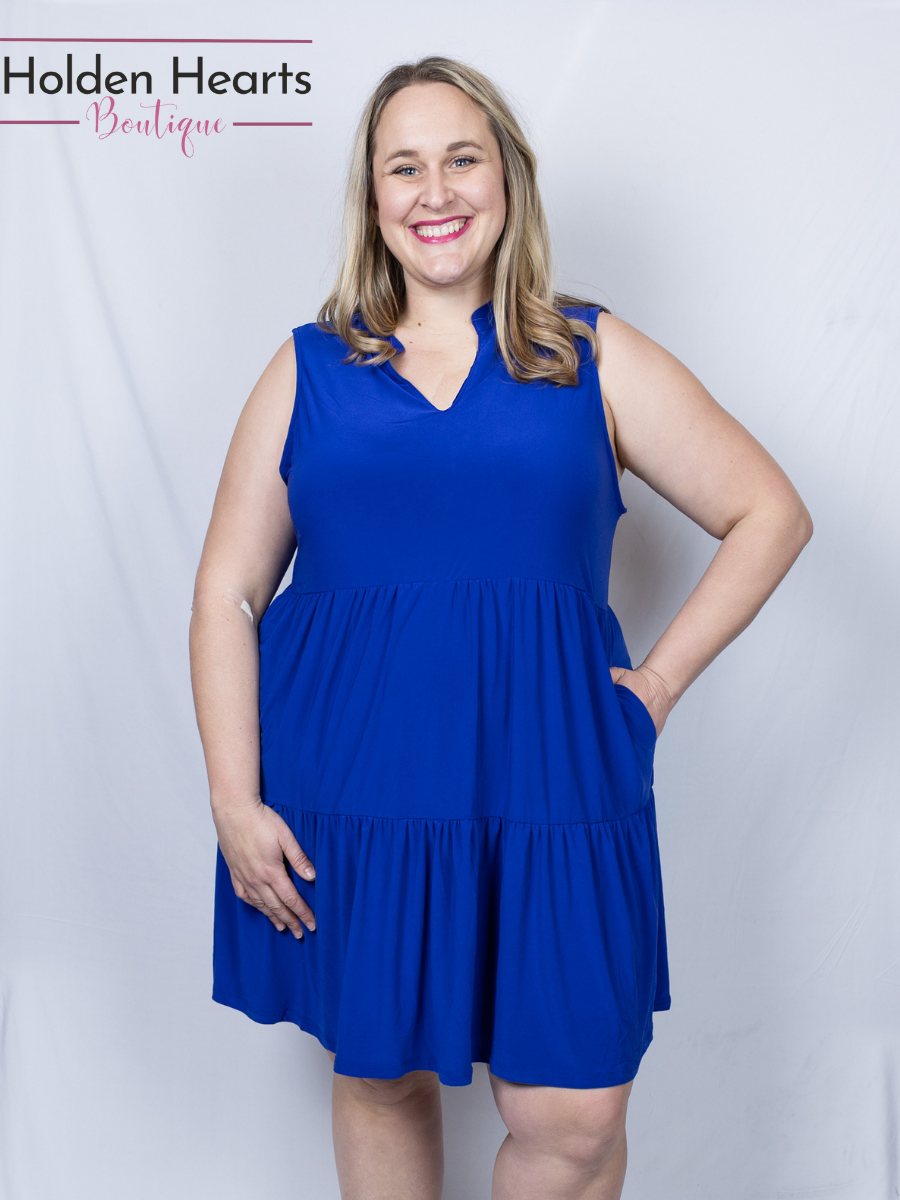 Royal Blue Lizzy Ruffle Dress