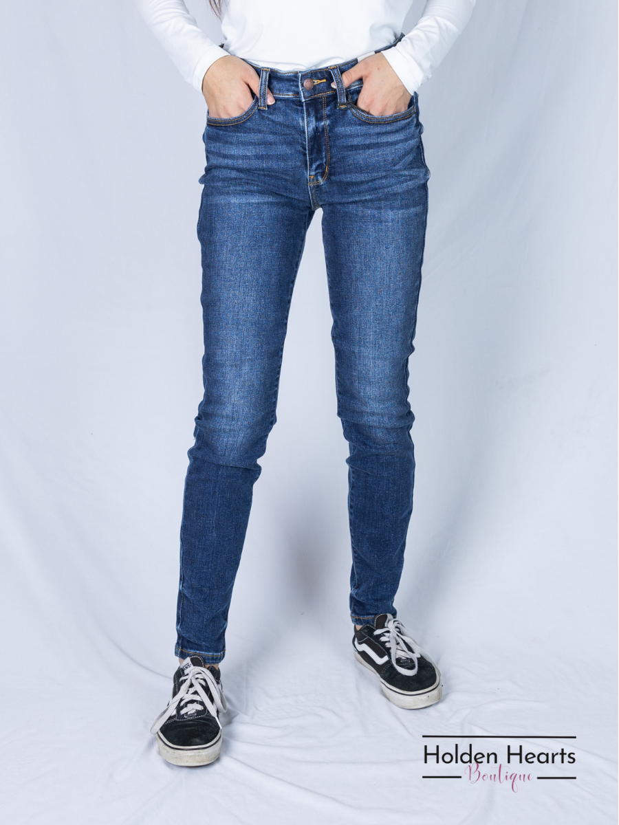 All in the Details Mid Rise Skinny Jeans