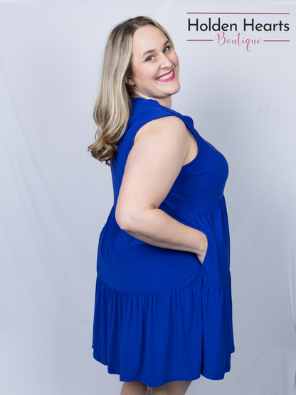 Royal Blue Lizzy Ruffle Dress