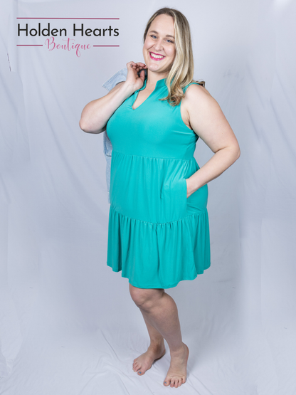 Emerald Lizzy Ruffle Dress