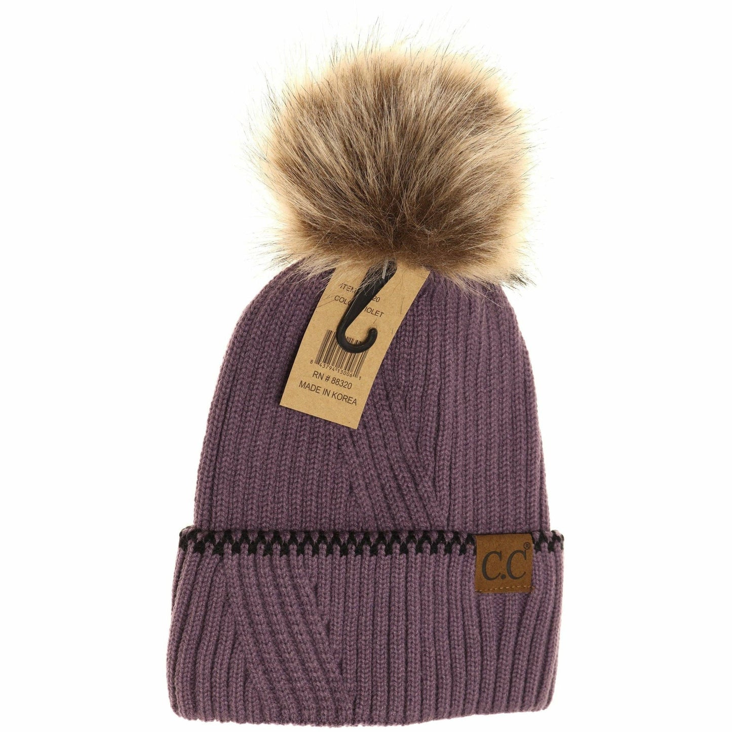 Ribbed Knit Beanie with Accented Cuff YJ920