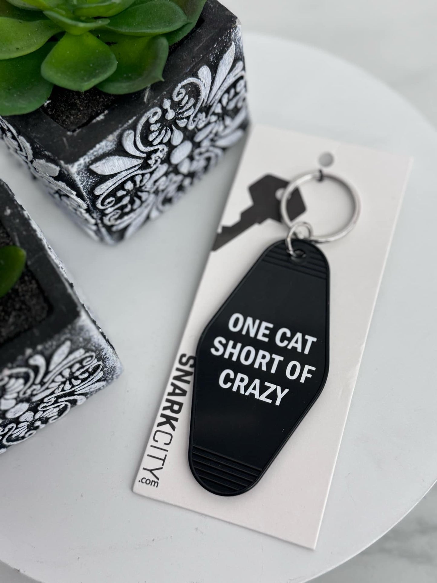 One Cat Short of Crazy Keychain