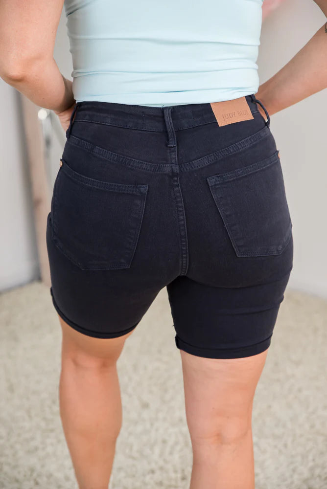 Fun in Navy Tummy Control Judy Blue Bermuda Shorts