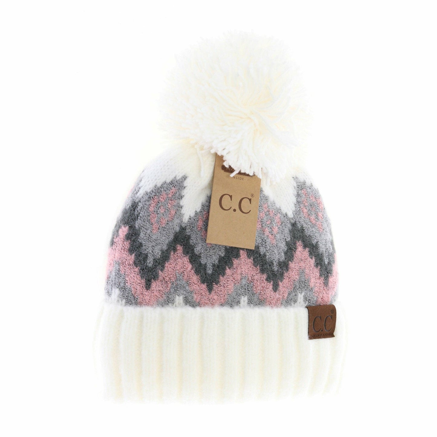 Aztec Chevron Knit Pom C.C Beanie HAT3816