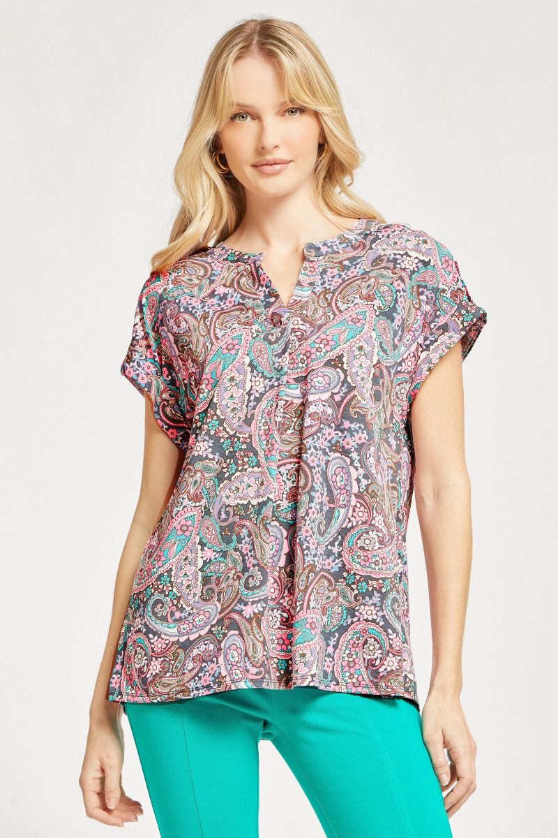 Grey Paisley Lizzy Top