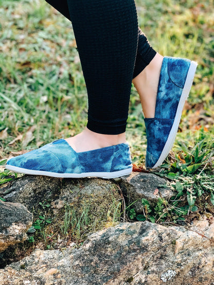 Wide Open Spaces Blue Tie-Dye Slip Ons