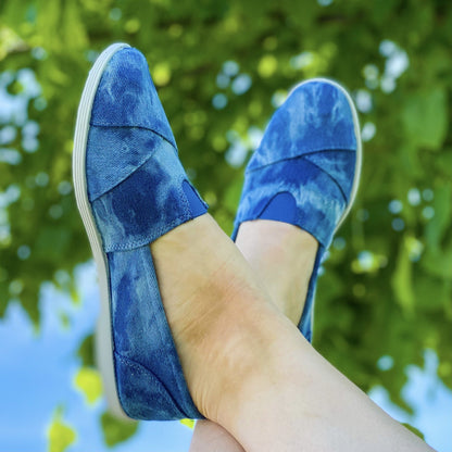 Wide Open Spaces Blue Tie-Dye Slip Ons