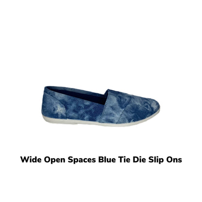 Wide Open Spaces Blue Tie-Dye Slip Ons